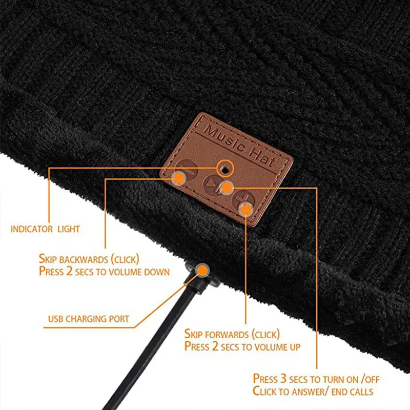 

Winter Warm Beanies Casual Short Thread Hat Bluetooth Beanie Cap Adult Beanie Wool Knitted Beanie SkullCap Elastic Hats Unisex