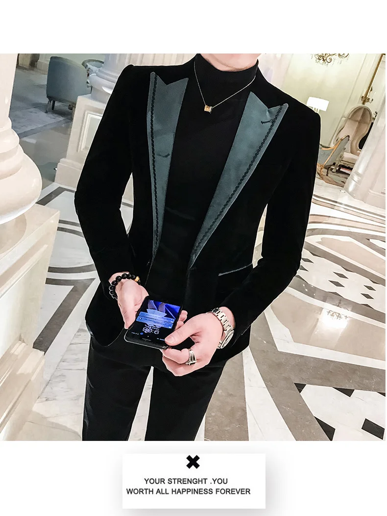 Замшевый костюм мужские Клубные блейзеры slim fit para caballero мужские Клубные костюмы куртки для вечеринок бархатный черный Стиль Блейзер с пайетками