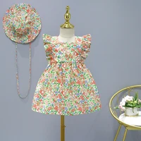kids dress baby girls clothes casual costume with hat cute floral summer 1 7 years daily dresses for girl childrens clothing
