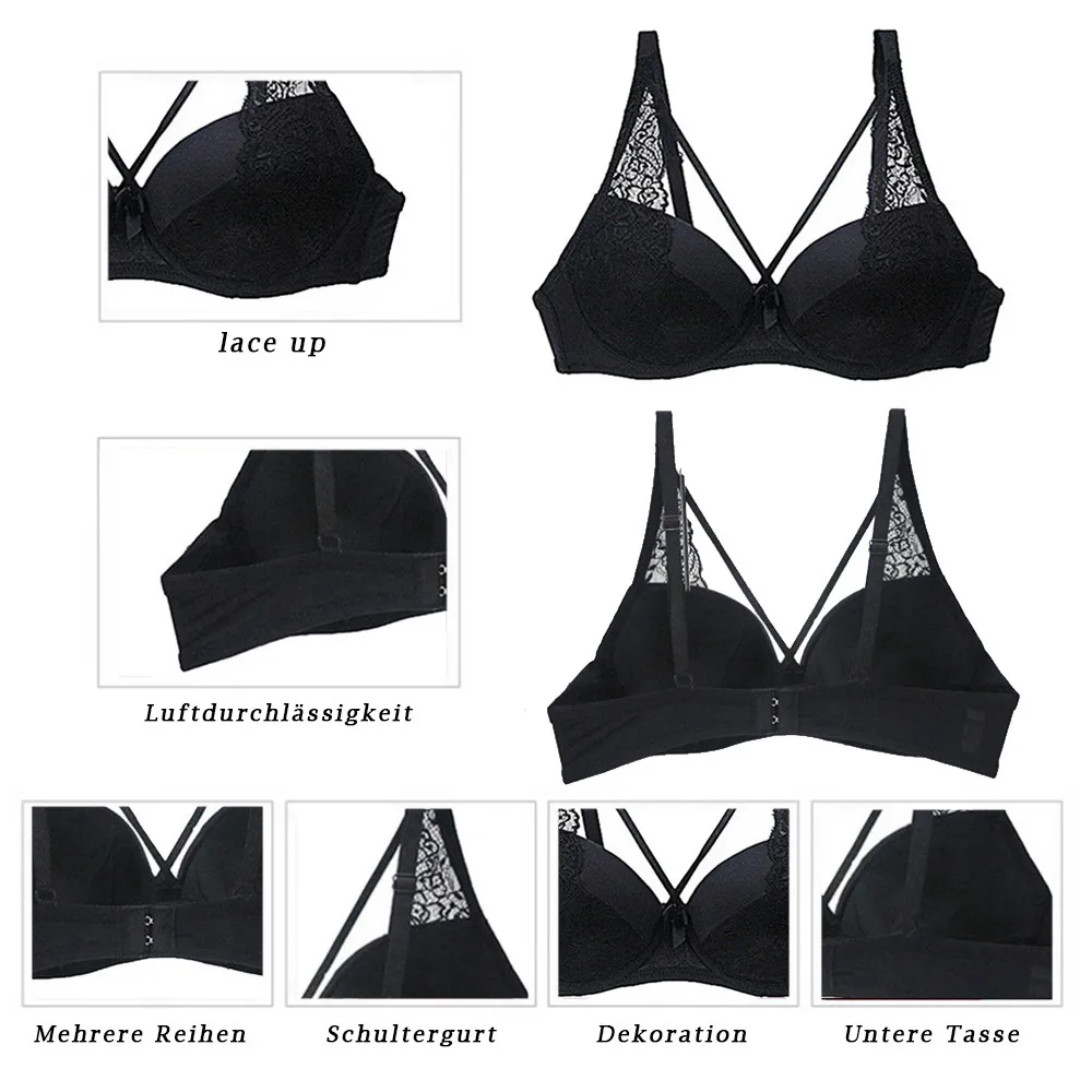 

Women Sexy Underwear Set Female 2 Set Lace Print Bra+Briefs Gathered Sexy Bow Ribbon Underwear Hot Steel Rim Bra Sets New