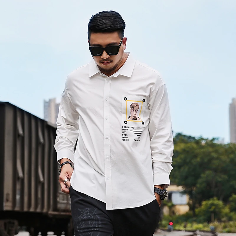Мужская японская рубашка большого размера мужские белые рубашки на пуговицах