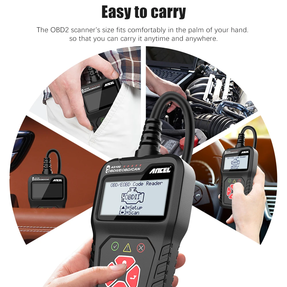 Автомобильный сканер ANCEL AS100 OBD2 многоязычный считыватель кодов двигателя