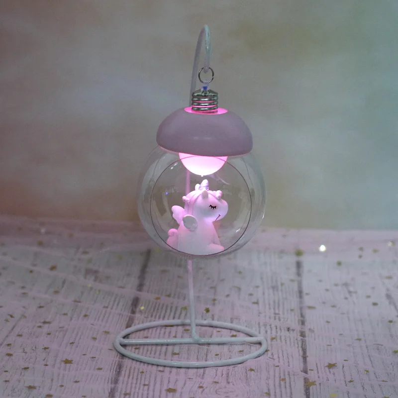pink Смола единорог светодиодный Новинка лампа мультфильм животных прикроватный ночник светильник спальня декоративный светильник s Игрушка Рождество подарок на день рождения для детей - Цвет: pink