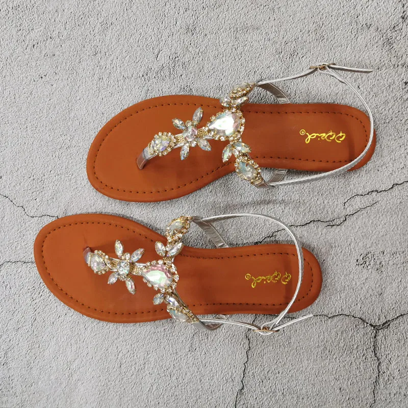 

2020 Summer Fashion Women Sandals Rhinestone Decoration Simple and Comfortable Casual Buckle Woman Shoes Sandalias De Mujer