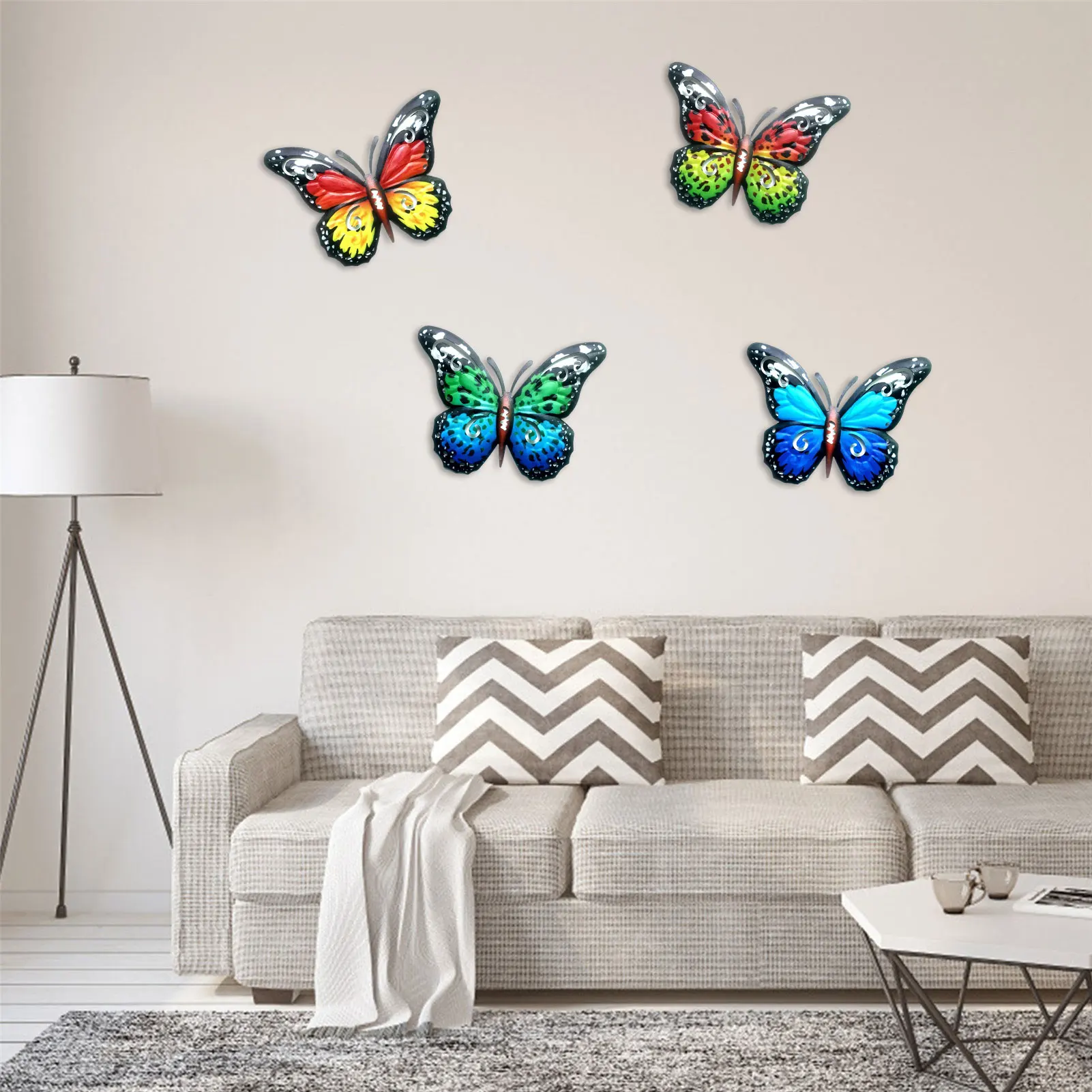 1/4 шт. 3D металлическая бабочка стенные скульптуры в виде рыб искусство Подвесной