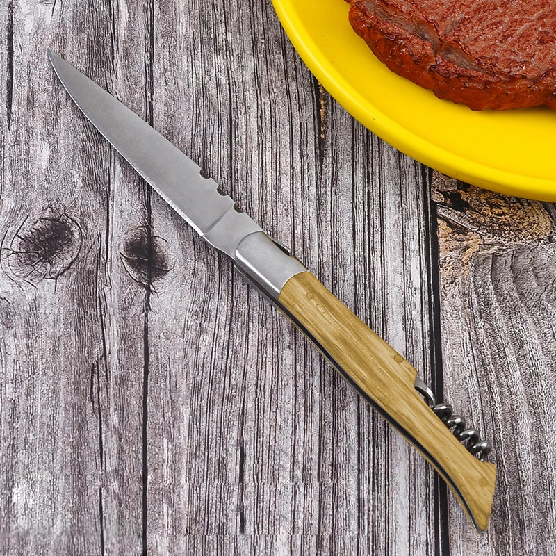 

Japanese Handcrafted Folding Knife Portable Picnic Outdoor Tools Multi-functional Utility Pocket Carry knives Wood handle