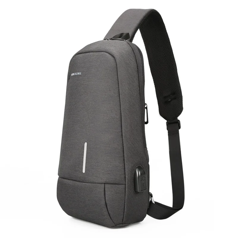 

Kingsons Men Small Chest Bag Anti-theft Shoulder Bags Casual Crossbody Bags Phone Pack Large Wallet with USB Charging Port