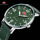 Часы мужские кожаные, с зеленым циферблатом и арабскими цифрами, с отображением даты, 2020