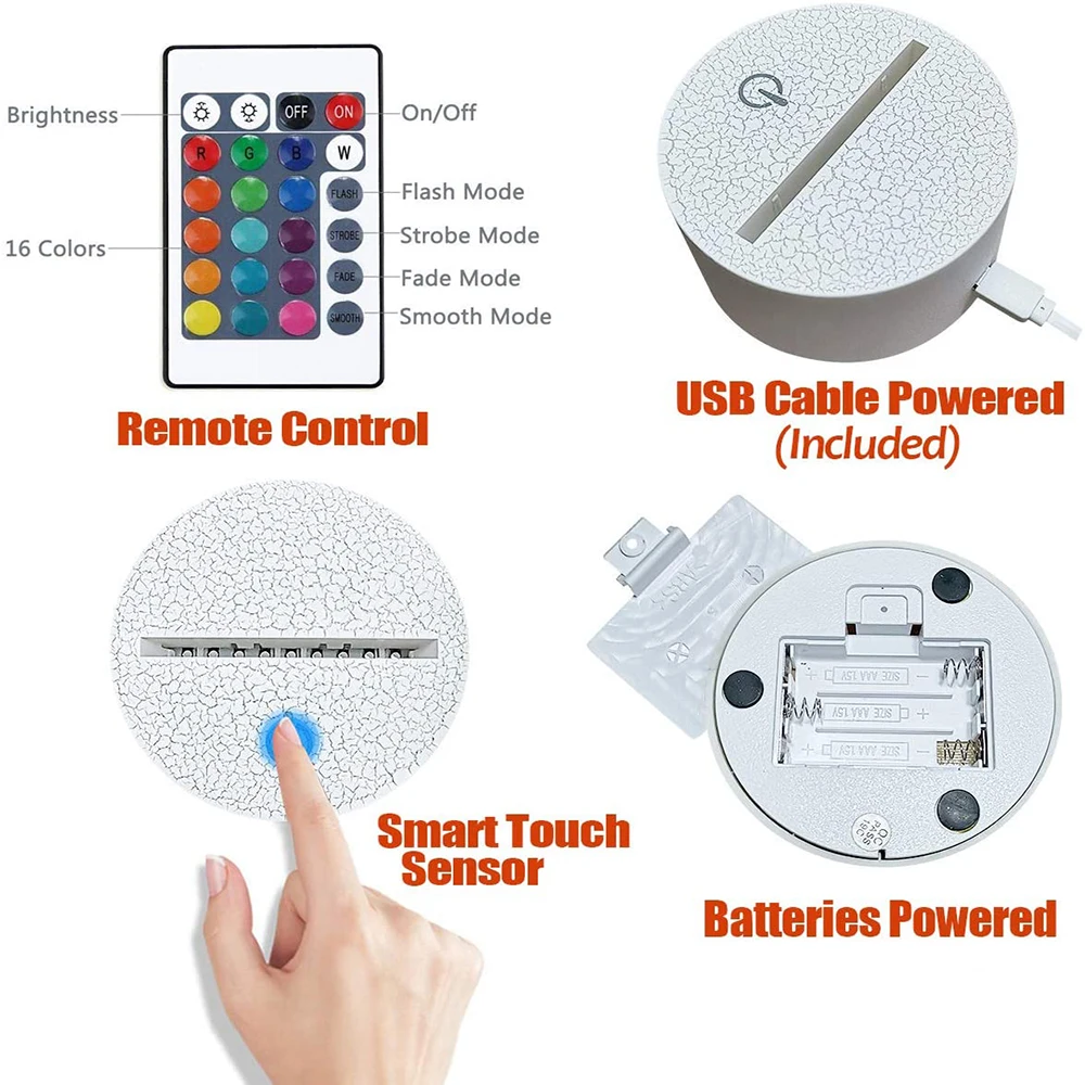 

Dinosaur Tyannosaurus Night Lights Gifts 3D Optical Illusion LED Lamp Remote Control&RGB Colors USB Powered Kids room Deco Toys