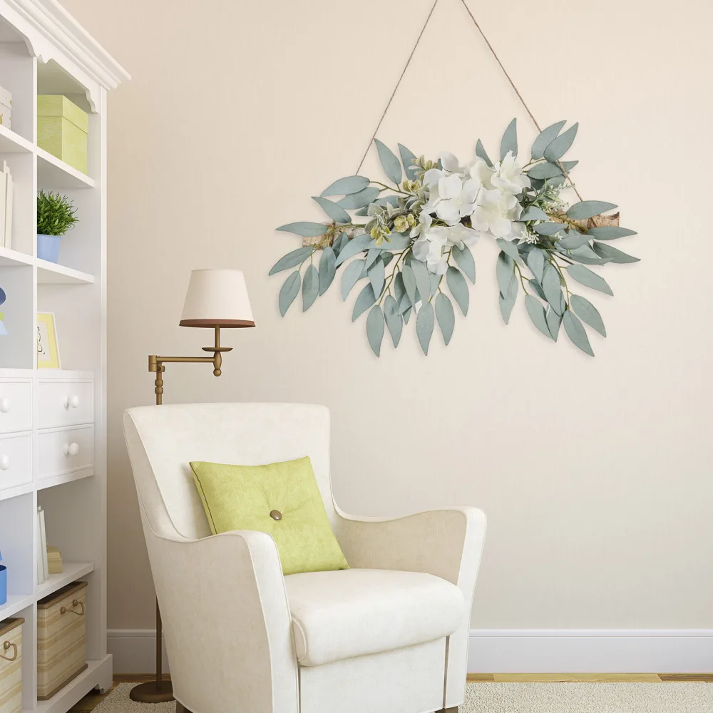 Листья гирлянда из имитация зеленого растения бревен настенное украшение для