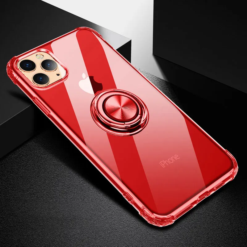 B2-Red XSDTS Прозрачный 3D противоударный чехол для iPhone 11 Pro XS Max X XR 8 7 6 6S Plus держатель с магнитным креплением автомобильная подставка для стенда чехол Капа - Цвет: B2-Red