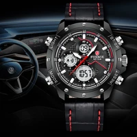 2021 foxbox men watch top brand luxury dual display leather sport wristwatch for men waterproof luminous quartz clock malebox
