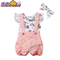 newborn baby girl summer clothes sets ruffle romper bib pants headbands flower 3pcs outfits infant toddler girls clothing set