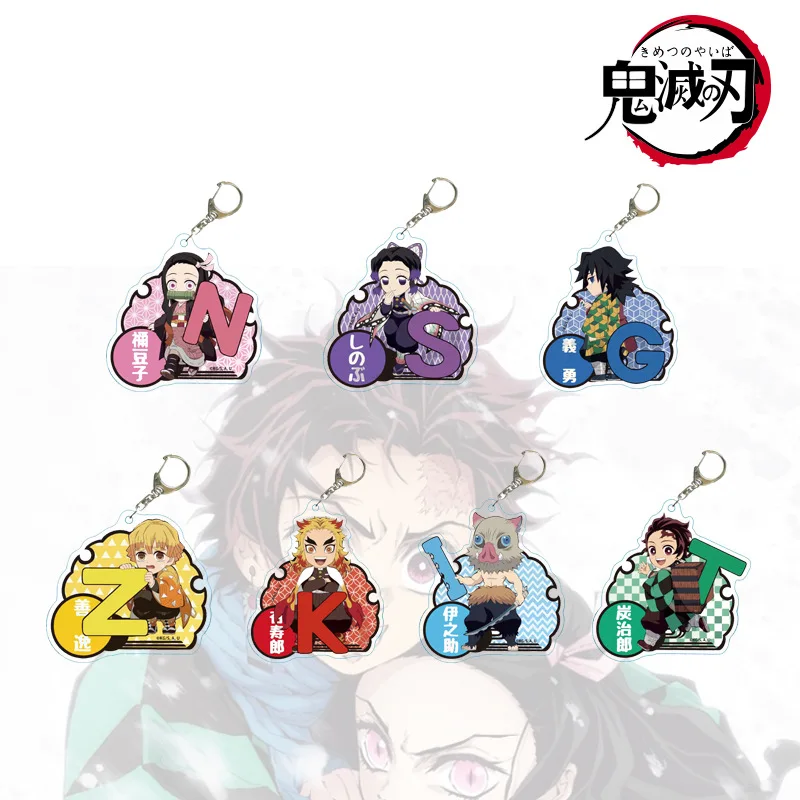 

Anime Demon Slayer Keyrings Kimetsu No Yaiba Tanjiro Kamado Cosplay Keychain Acrylic Figure Rengoku Kyoujurou Key Chains Pendant