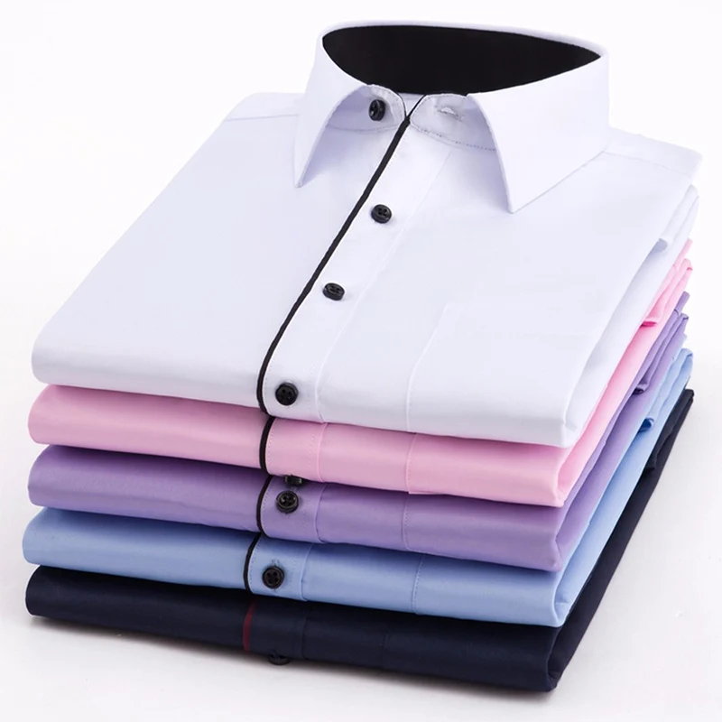 

ZOGAA Business Casual Shirts Mens Long Sleeve Solid Dress Shirts Male Slim Turn-down Collar Singe Breasted Social Formal Shirts