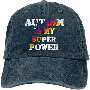 Autism is My Super Power Sports Denim Cap Adjustable Unisex Plain Baseball Cowboy Snapback Hat