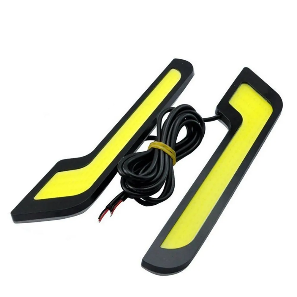 

L Shape COB Car LED Lights 12V for DRL Fog Driving Daylight Daytime Running Lamp Waterproof Slim Black Case