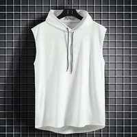 summer mens muscle hoodie vest sleeveless bodybuilding gym workout fitness shirt high quality vest hip hop sweatshirt mens tops