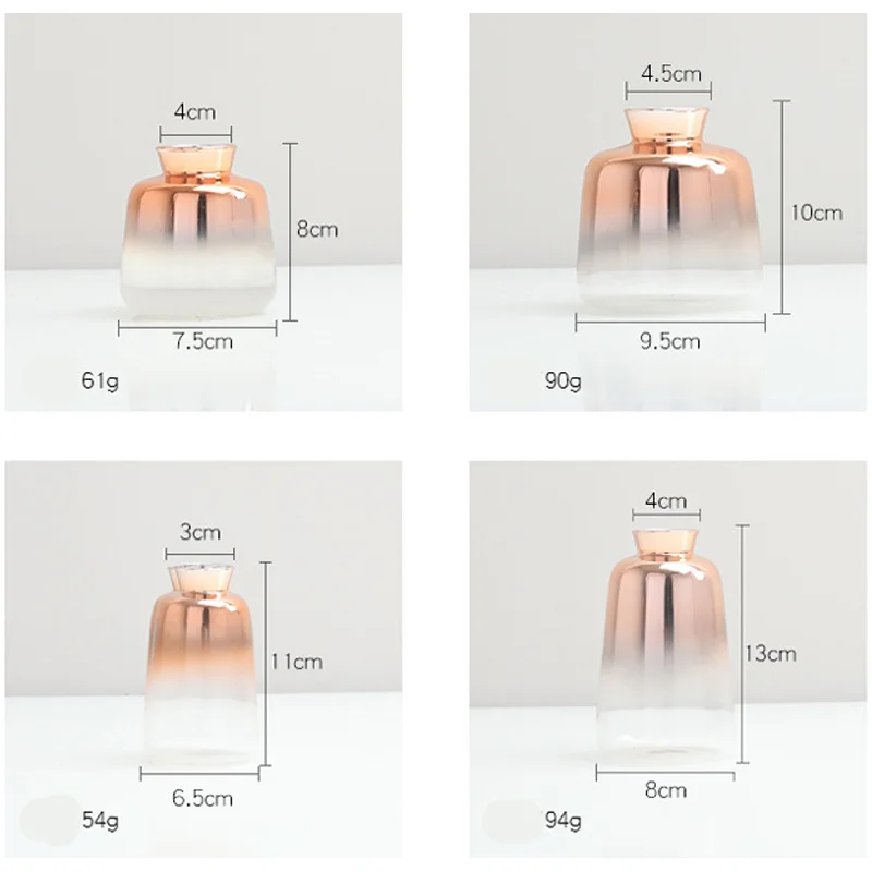 

Nordic Simple Rose Gold Gradient Vase Dried Flowers Hydroponic Glass Decoration Vase Desktop Decoration Flower Home Decoration