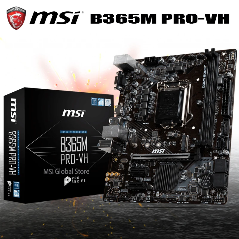 

LGA 1151 MSI B365M PRO-VH Motherboard 8th-Gen 9th-Gen Core i7 i5 i3 Cpu DDR4 2666MHz PCI-E 3.0 M.2 Desktop Intel B365 Mainboard