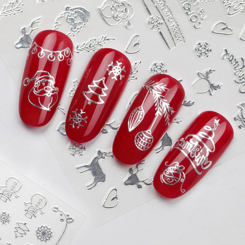

1 pieces stickers for christmas nails decals snowflakes envelopes christmas snowman decorations for winter nails manicure tools