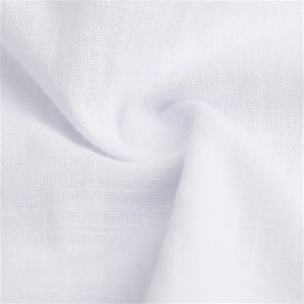 

Jumpsuits Women Solid White V-Neck Short Sleeve Buttons Bandage Cotton And Linen Jumpsuits