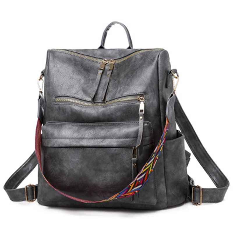 

Women Fashion Backpack Purse Vintage Luxury Design Multifunction Travel Bag For Female Soft PU Leather Handbags And Shoulder Bag
