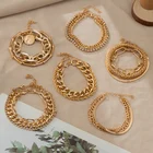 Модный трендовый простой металлический браслет для женщин 2021 с геометрическим жемчугом цепочка с фиксацией Индивидуальный Круглый узор очаровательные ювелирные изделия