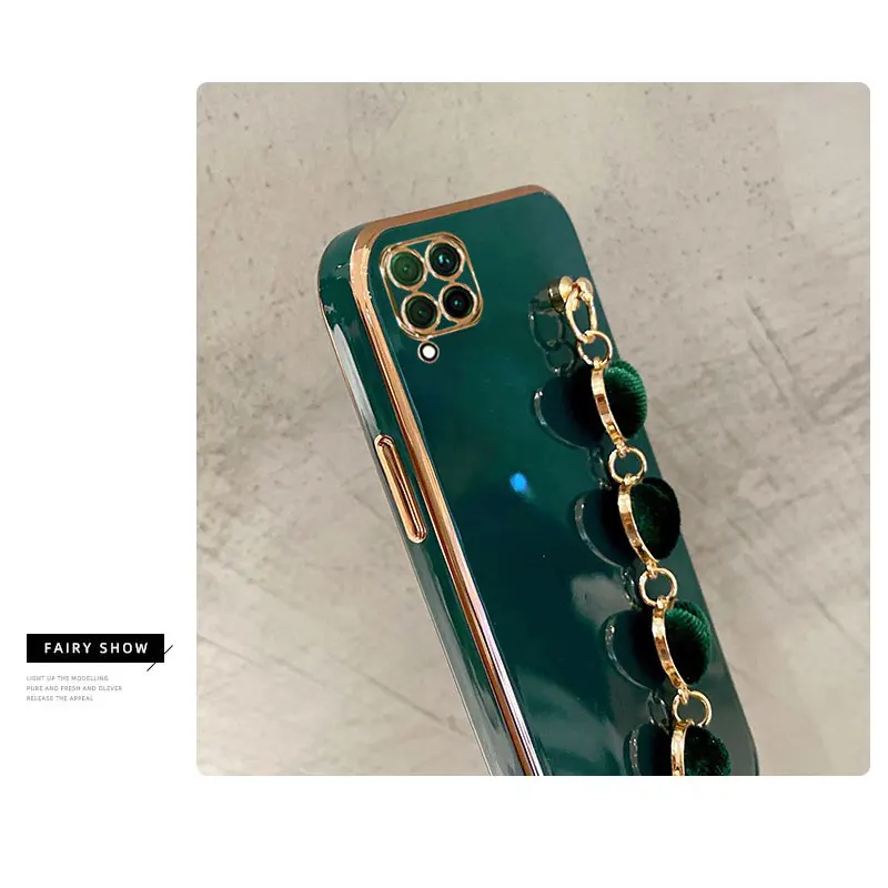 Heart Bracelet Hand Holder Phone Case for Huawei P40 Lite Cover Luxury Strap Cases for Huawei Nova 7i Case Nova6 Fundas Capa