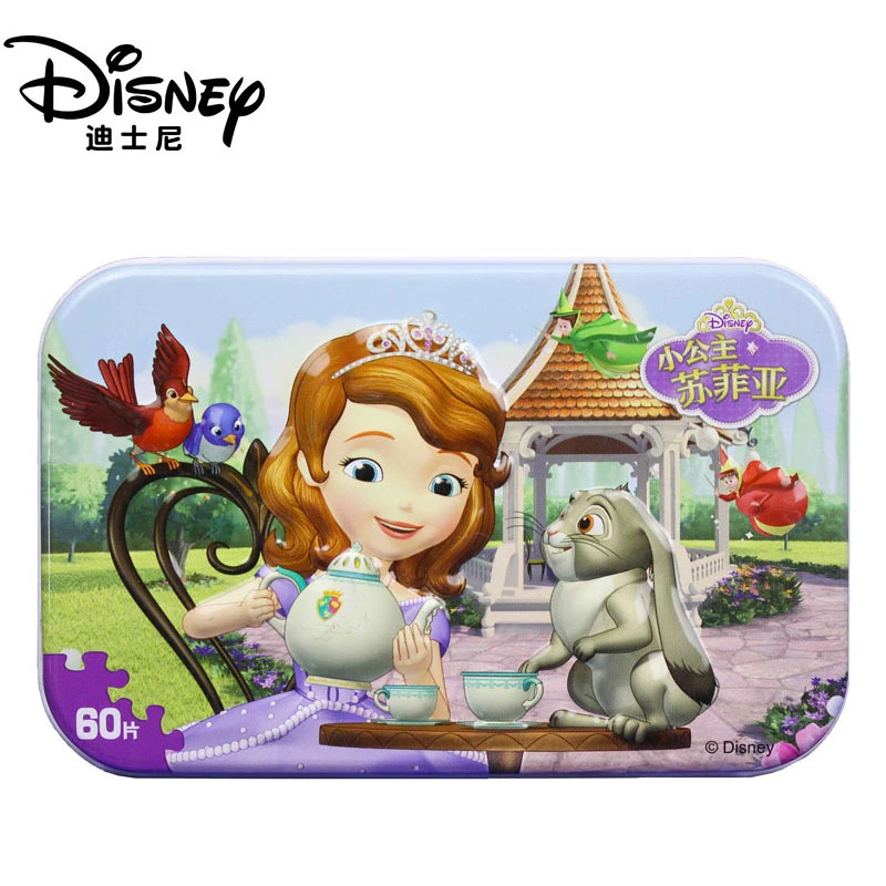 Sophia B 2505 Disney Подлинная Молния Mc королева и Снежная королева 60 штук деревянные наклейки Головоломка Детские игрушки 3D железная коробка игрушки для детей - Цвет: Sophia B 2505