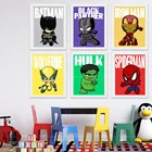 Искусство на холсте Тройной Marvel, настенный постер с изображением Капитана Америки, человека-паука, Халка, Железного человека, Тора