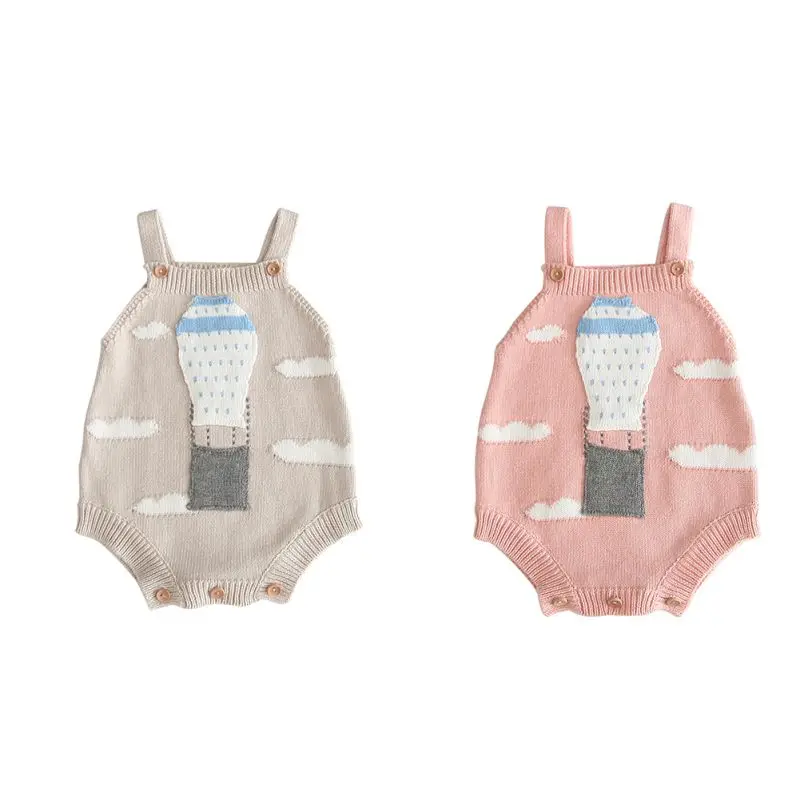Детский хлопковый комбинезон без рукавов для маленьких девочек милый Вязаный с