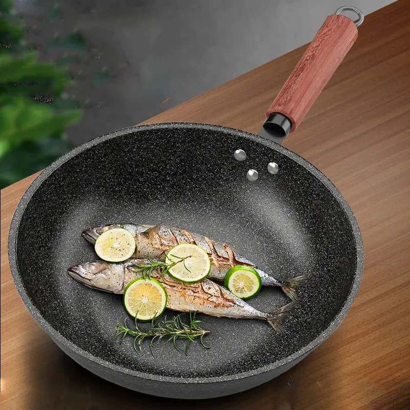 

Maifan Stone Non-stick Wok Multi-function Household Cooking 30CM32CM34CM Induction Cooker Gas Stove Iron Pot Non Stick Wok