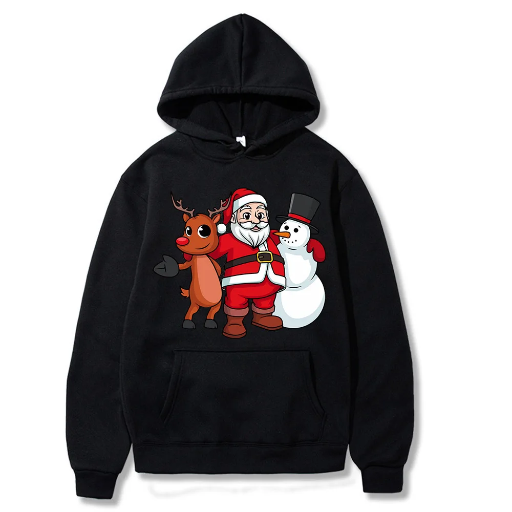 

Santa Claus and Elk Pattern Pattern Kawaii Hoodie for Merry Christmas