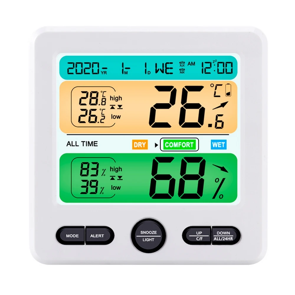 electronic clock can stand alarm clock thermometer indoor high precision digital color screen temperature and humidity meter free global shipping