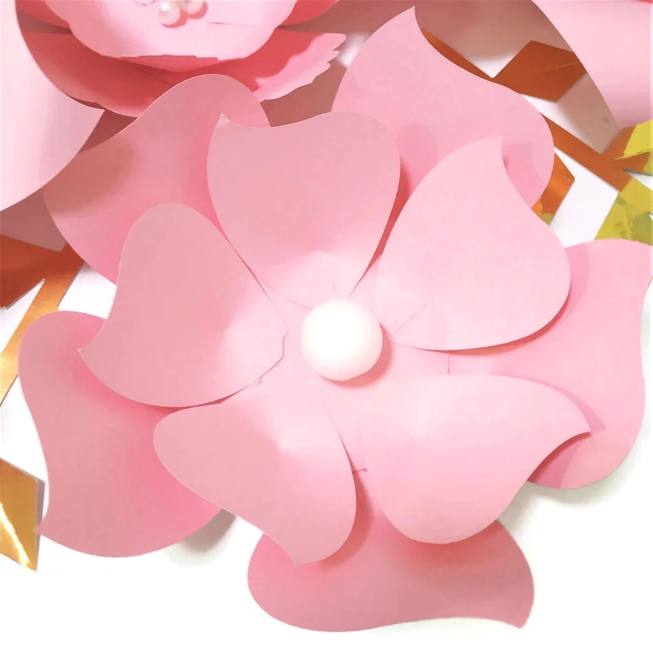 Ручной работы Розовые розы DIY бумажные цветы Золотые листья набор для вечерние