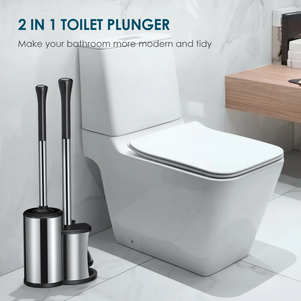 

HOMEMAXS 2 in 1 Toilet Plunger Toilet Brush with Holder Toilet Sucker Cup Cleaning Tools for Home Bathroom Cleaning