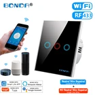Умный светильник ключатель света BONDA Tuya, Wi-Fi, сенсорная панель, 220 В, голосовое управление, работа с Alexa, Google Home