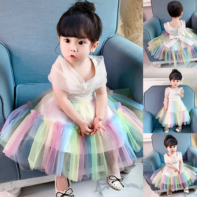 

PLBBFZ Flower Infant Dress Lace Bowknot Baby Girl 1st Year Birthday Dress Christmas Baby Party Princess Dress For Baby Newborn