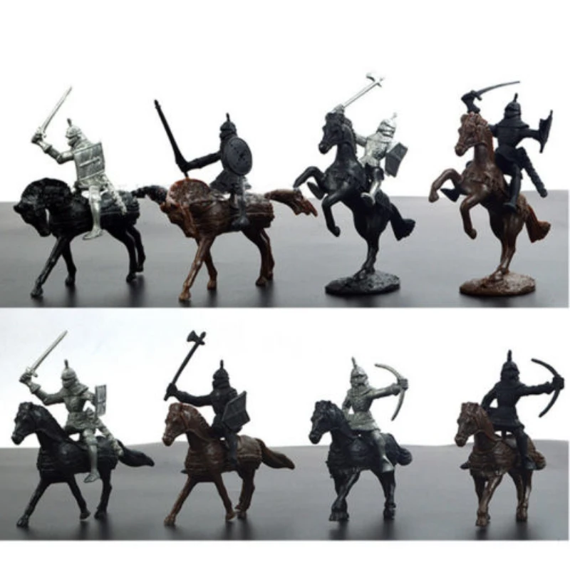 

28pcs Middle Ages Knights Models Horses Soldier Army Men Action Figures Medieval Soldiers Warriors Miniature Plastic Ornaments