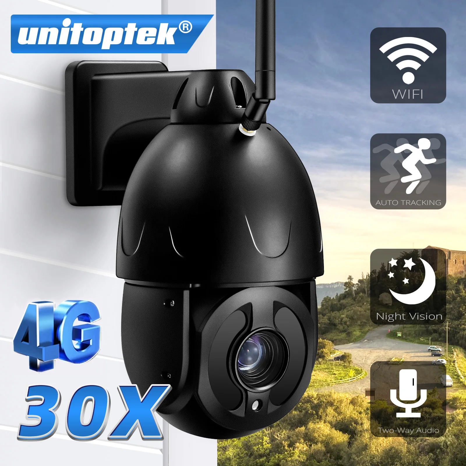 Наружная IP камера 5MP 4G sim карта WIFI AI автоматическое отслеживание 30X зум