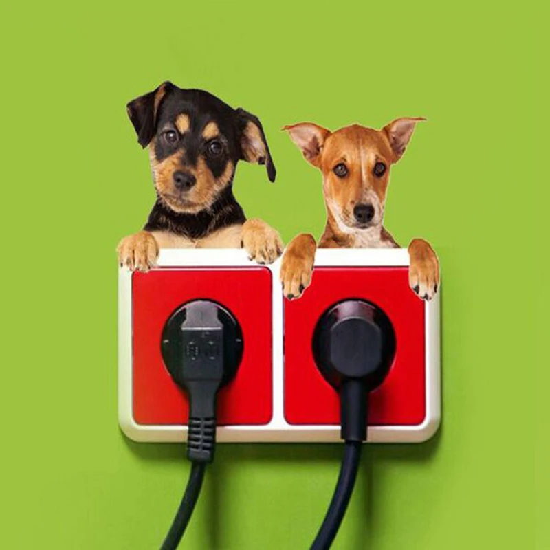 

Cartoon Animal Switch cover Room Decor Cat Dog PVC On-off Switch Sticker Funny Animals Patterns Switch Outlet Wall Sticker
