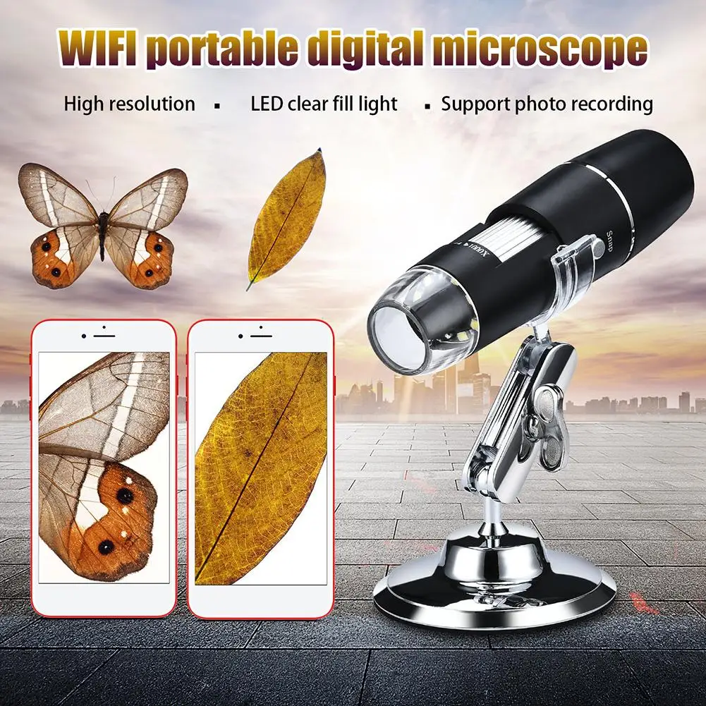 1000X/1600X Wifi/USB цифровой микроскоп Лупа камера 8LED w/Подставка для Android IOS iPhone iPad лупа