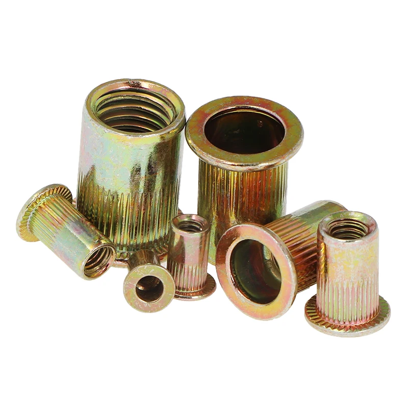 166Pcs Mixed Carbon Steel Flat Head Rivet Nut Zinc Plated Threaded Insert M3 M4 M5 M6 M8 M10 M12 Electrical Kit | Обустройство дома