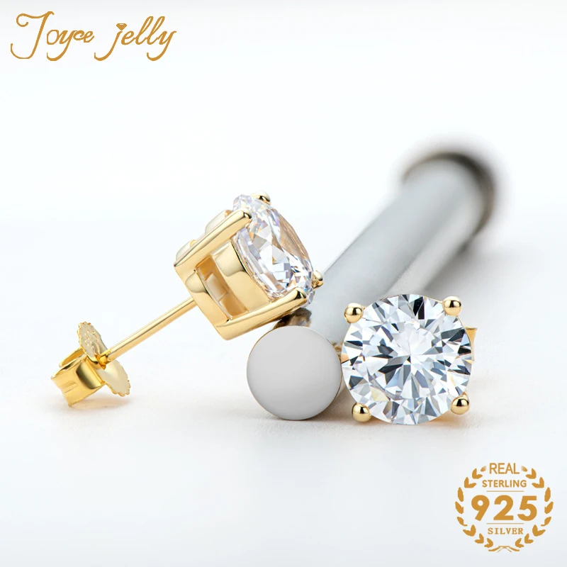 

JoyceJelly luxury silver 925 jewelry stud earrings round 0.5-2 ct Sona gemsonte stud earrings for women wedding party gifts 2021