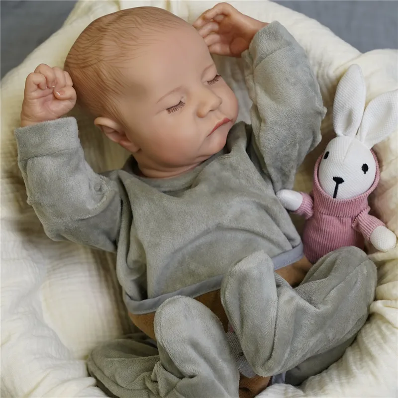 

RSG Bebe Reborn Dolls 18 Inches 46cm Sleeping Levi Lifelike Newborn Baby Vinyl Silicon Doll Christmas Gifts for Children