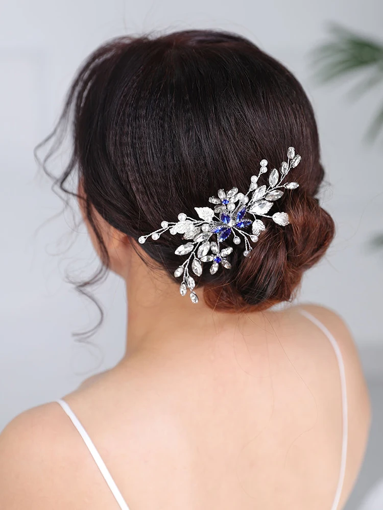 Свадебные аксессуары для волос синяя расческа Повседневные Головные уборы