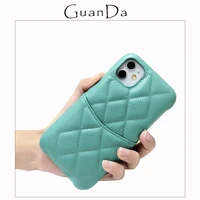 luxury brand card pocket phone case puffy quilted pu leather wallet mobile cover for iphone 12 11 pro max 7 8 plus xr