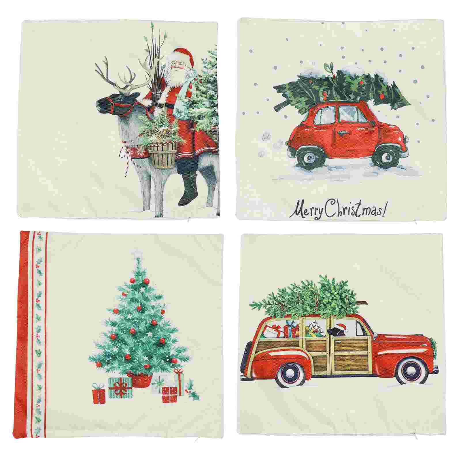 

4 шт., рождественские элементы, льняные фотообложки для дома (разные цвета)