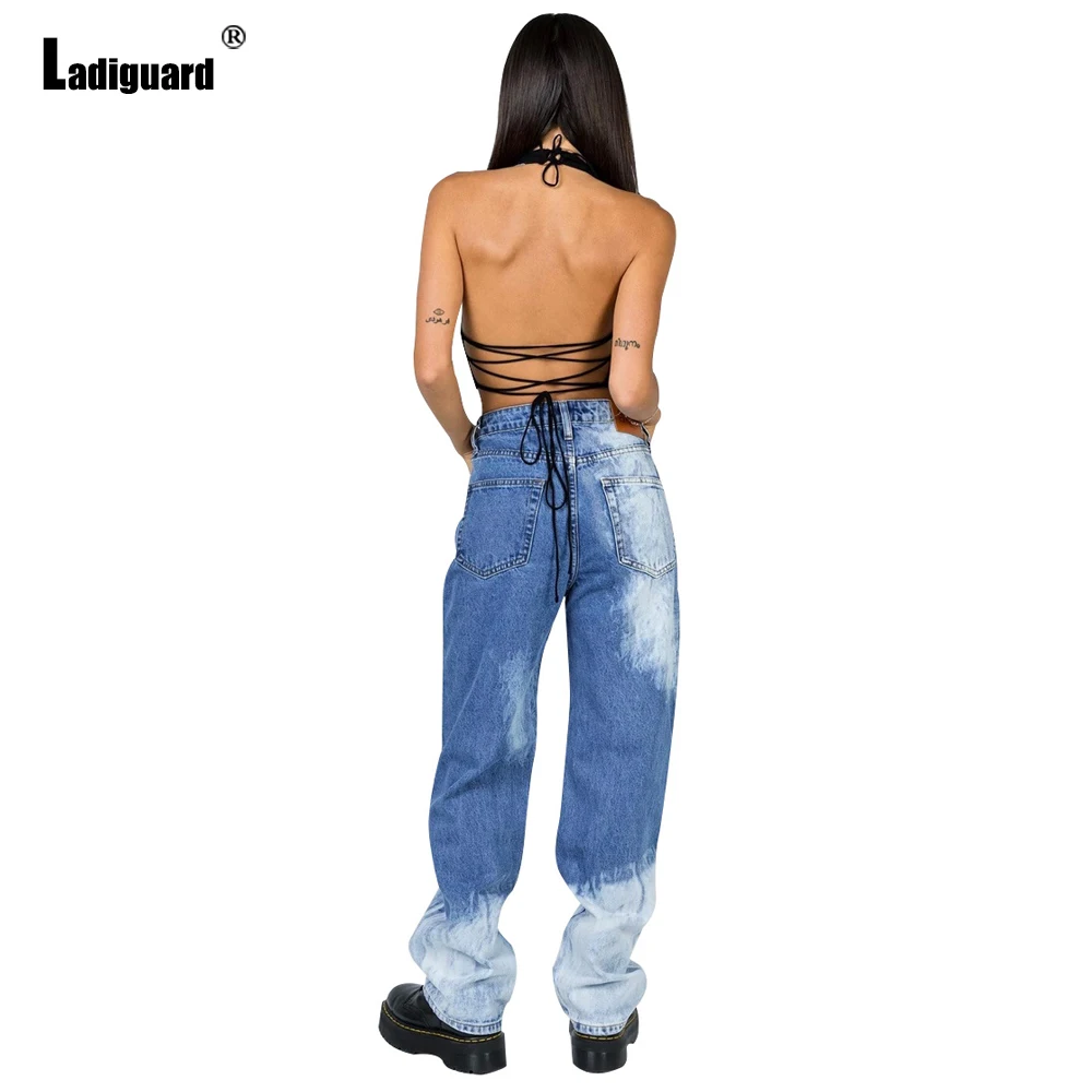 Women's High Cut Jeans Sexy Fashion Denim Pants Ladies Staight Leg Trouser Loose Vintage Jean Demin Pants Vaqueros Mujer 2022